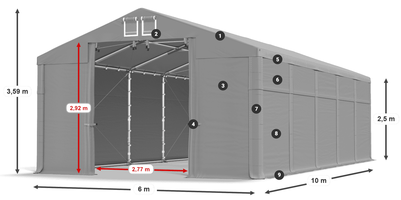 Roof: SD 560 PVC Walls: MS 580 PVC legend 2.5m