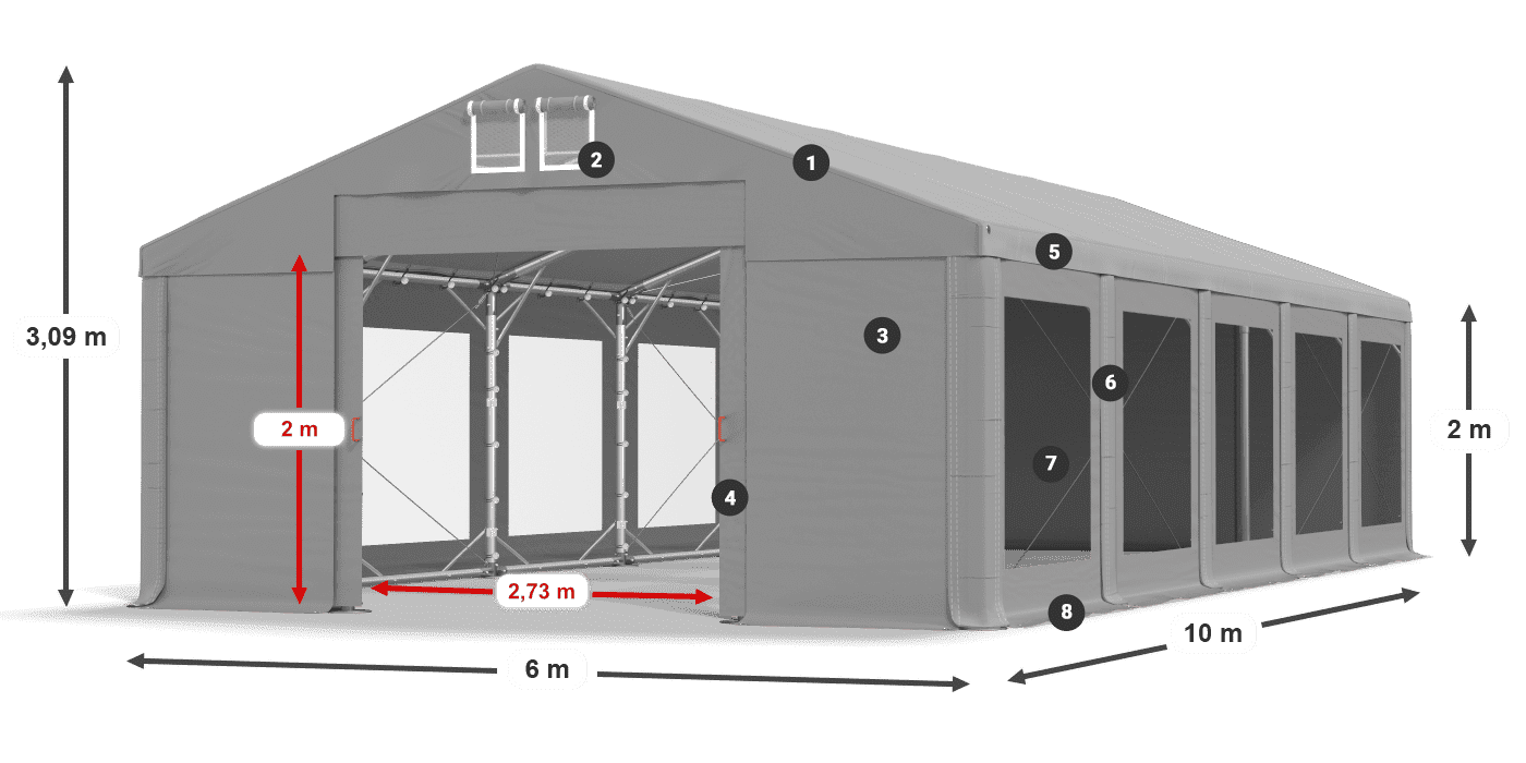 Roof: FR 620 PVC Walls: MS 580 PVC 2m legend
