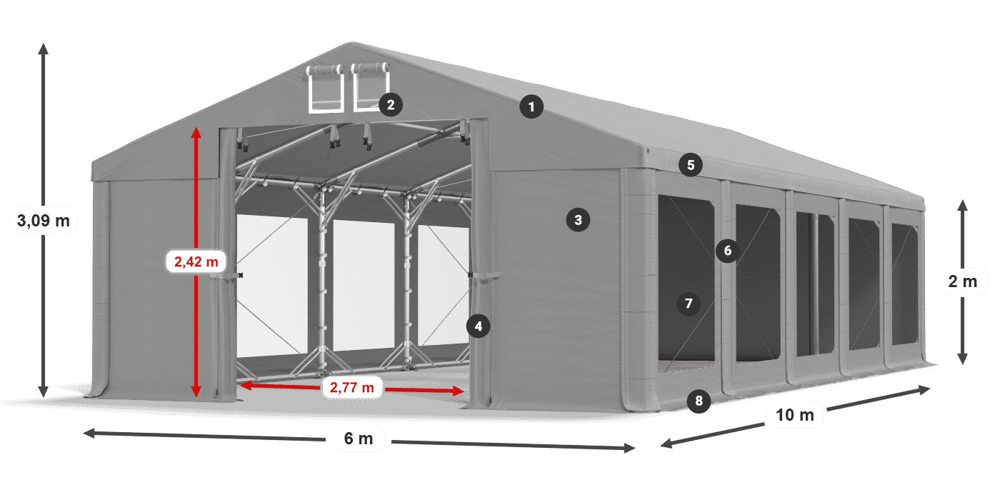 Roof: FR 620 PVC Walls: MS 580 PVC