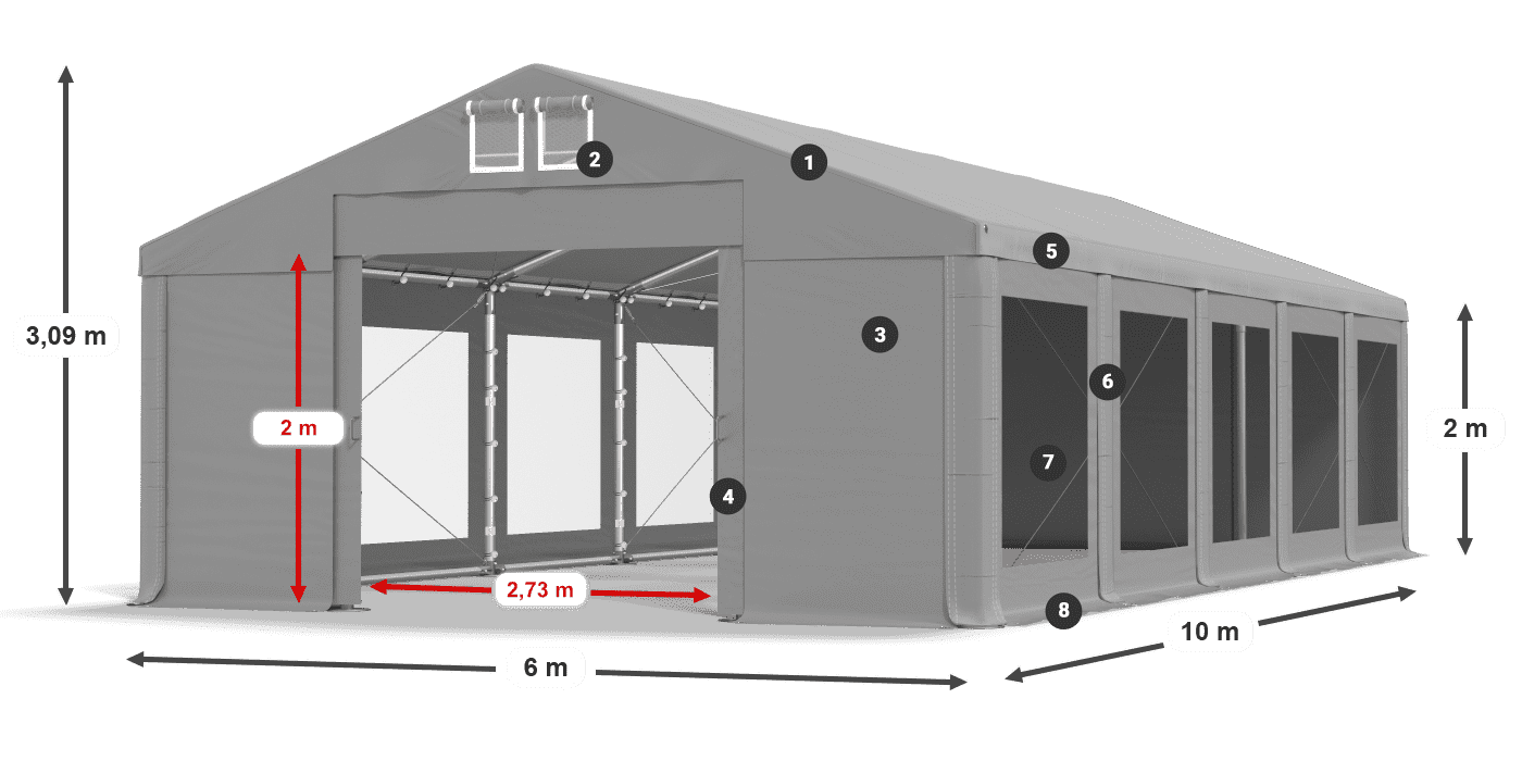 Roof: FR 620 PVC Walls: MS 580 PVC 2m legend