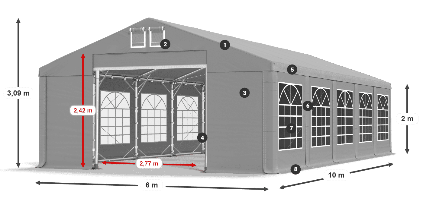 Roof: FR 620 PVC Walls: SD 500 PVC 2m legend