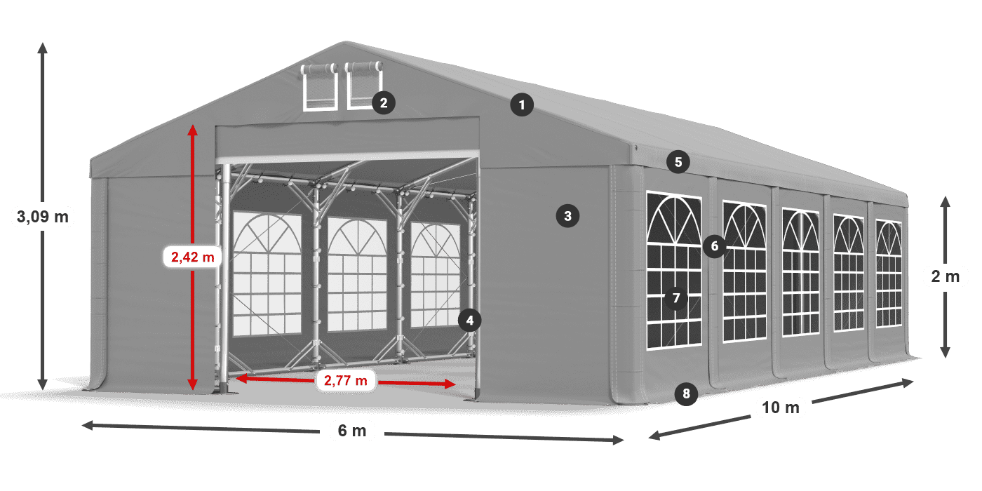 Roof: FR 620 PVC Walls: SD 500 PVC 2m legend