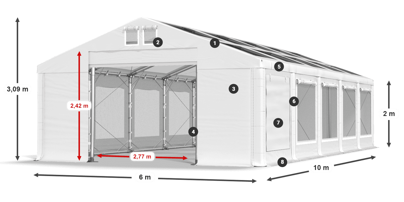Roof: MS T 580 PVC Walls: SDM 500 PVC 2m legend