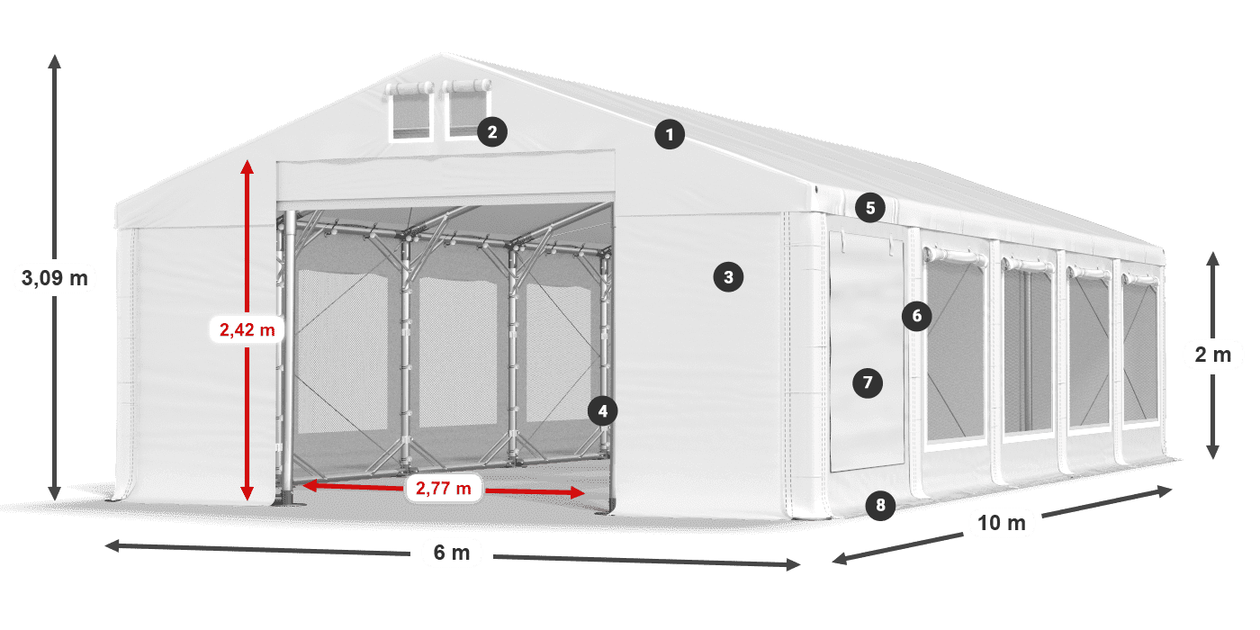 Roof: MS 580 PVC Walls: SD M 500 PVC 2m legend