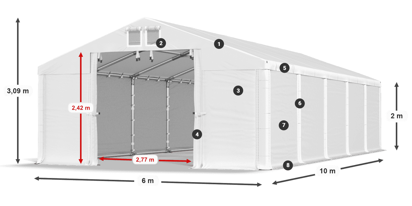 Roof: MS 580 PVC Walls: SD 500 PVC 2m legend