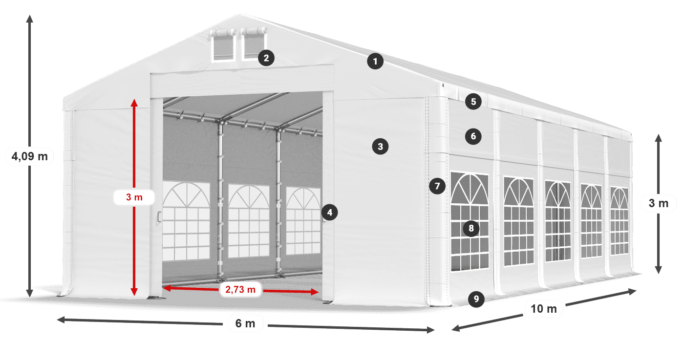 Roof: MS 580 PVC Walls: FR 620 PVC 3m legend