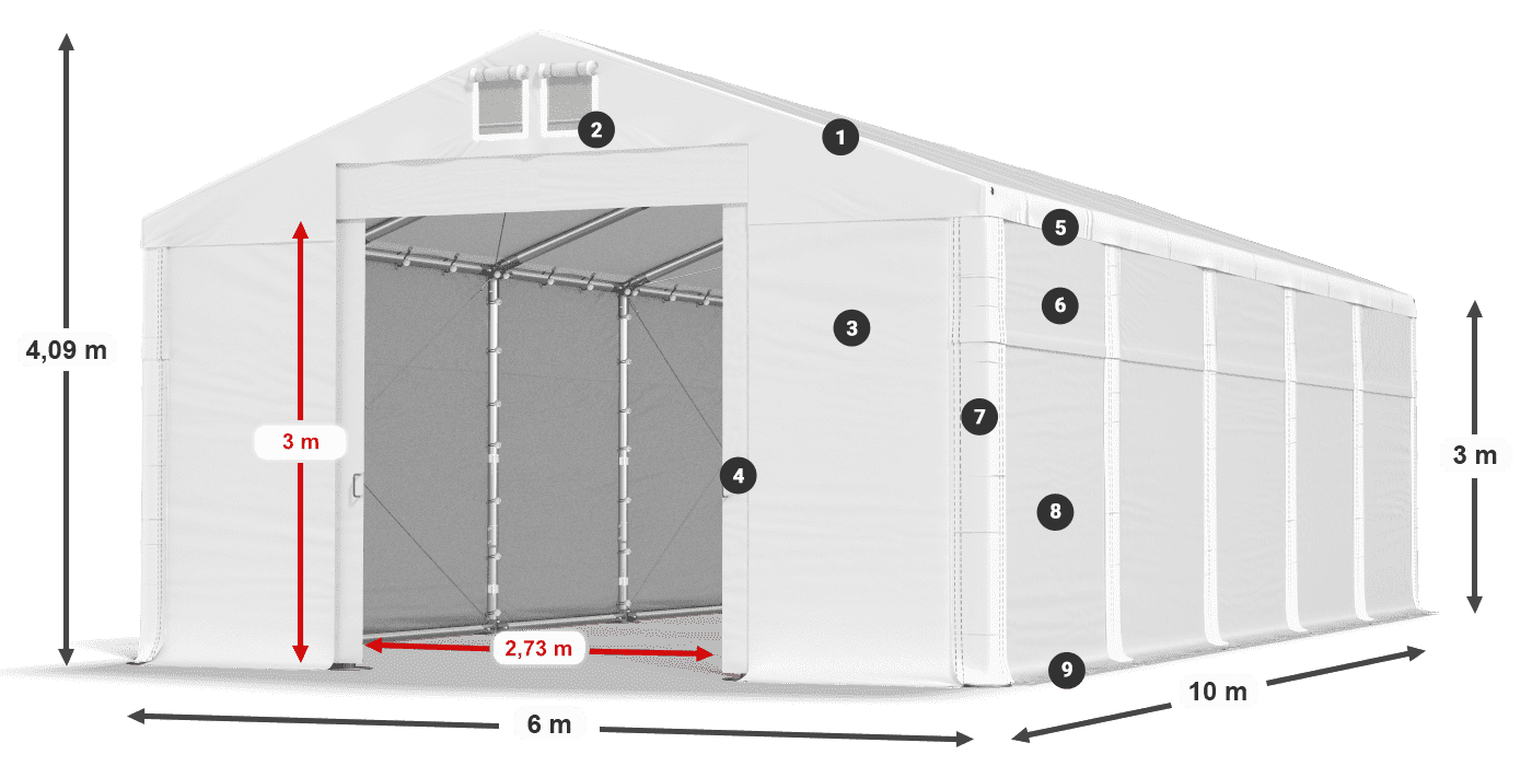 Roof: MS 580 PVC Walls: FR 620 PVC 3m legend