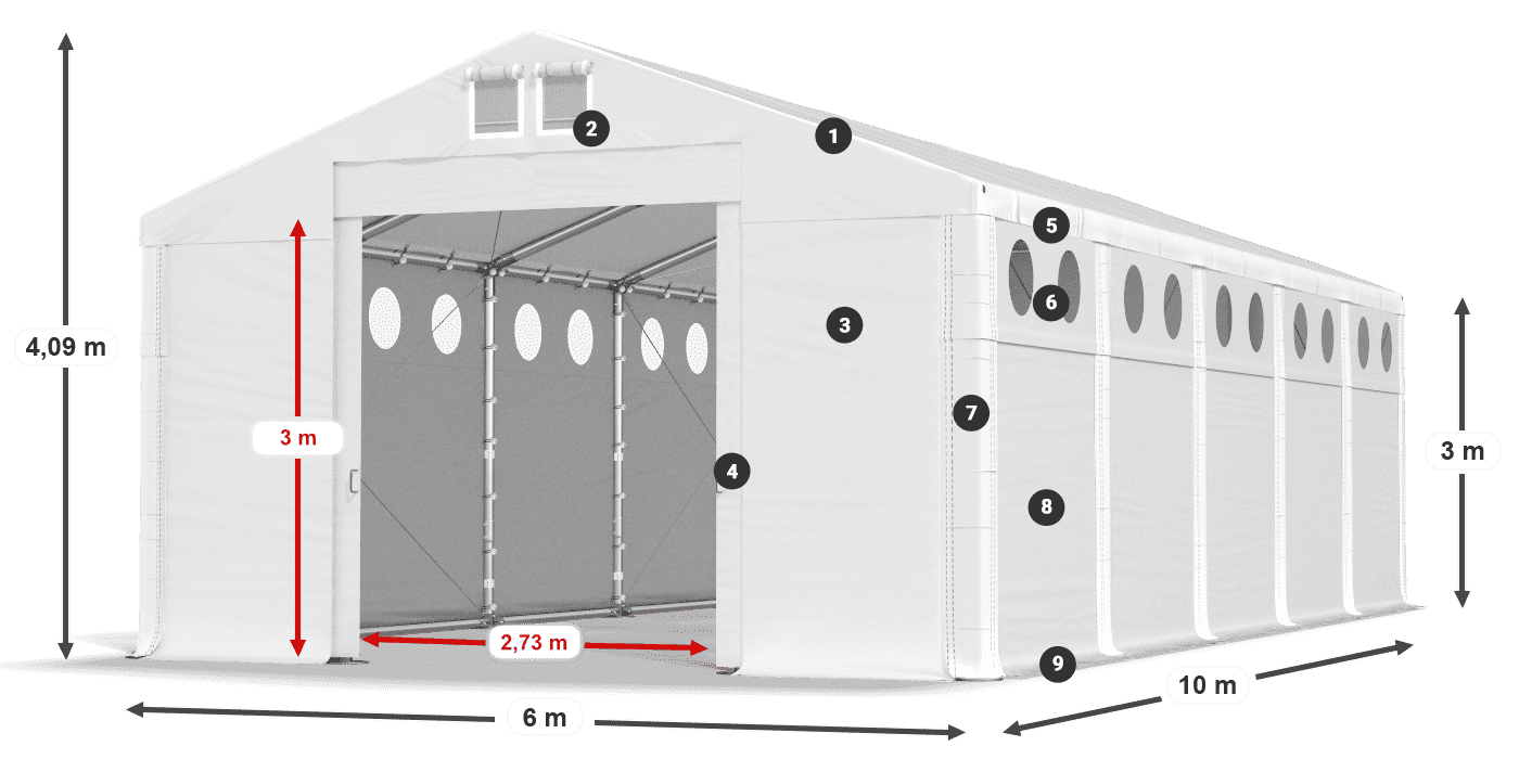 Roof: MS 580 PVC Walls: FR O 620 PVC 3m legend