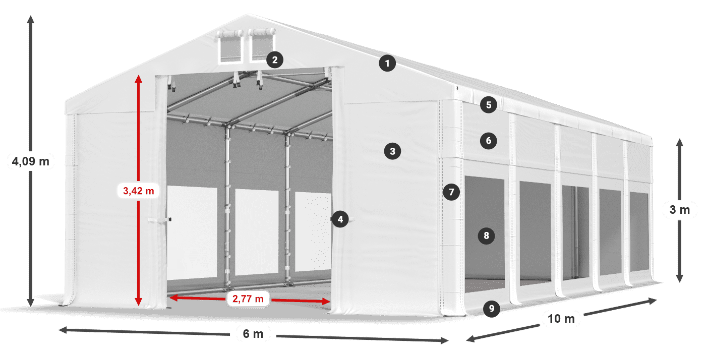 Roof: MS 580 PVC Walls: MS 580 PVC 3m legend