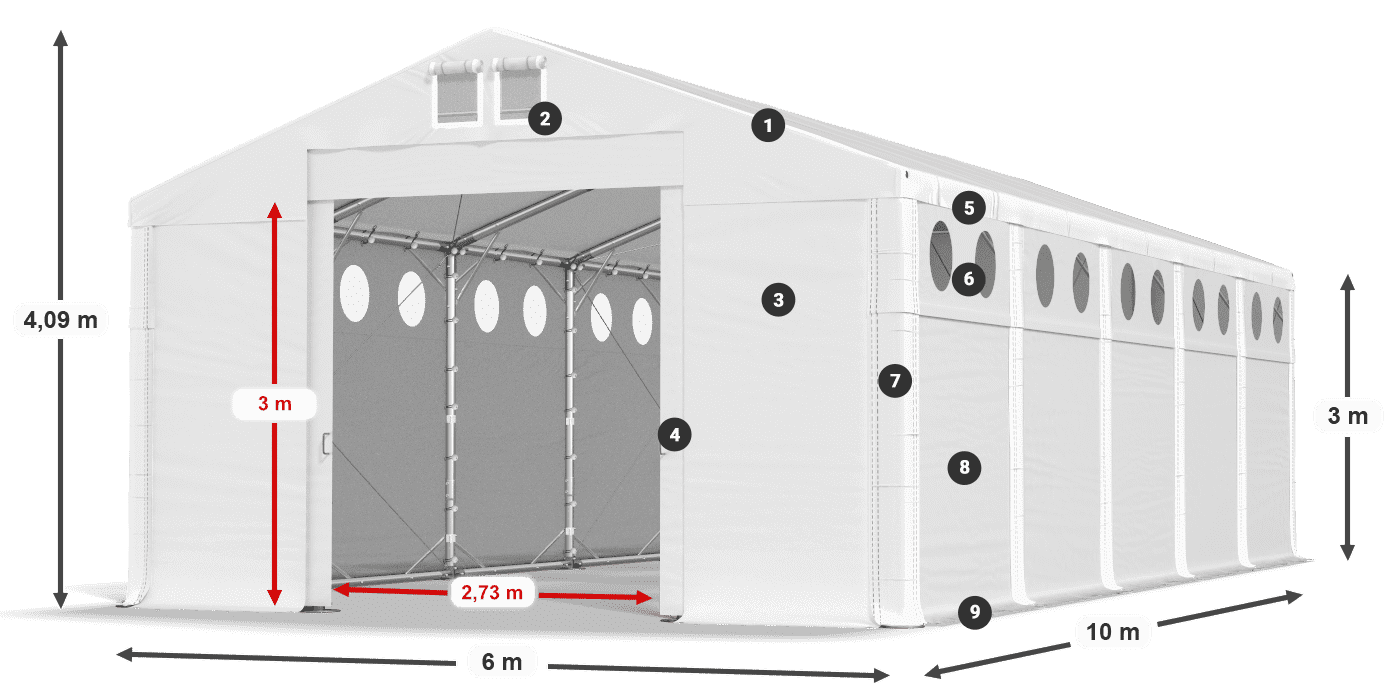 Roof: MS 580 PVC Walls: SD O 500 PVC 3m legend