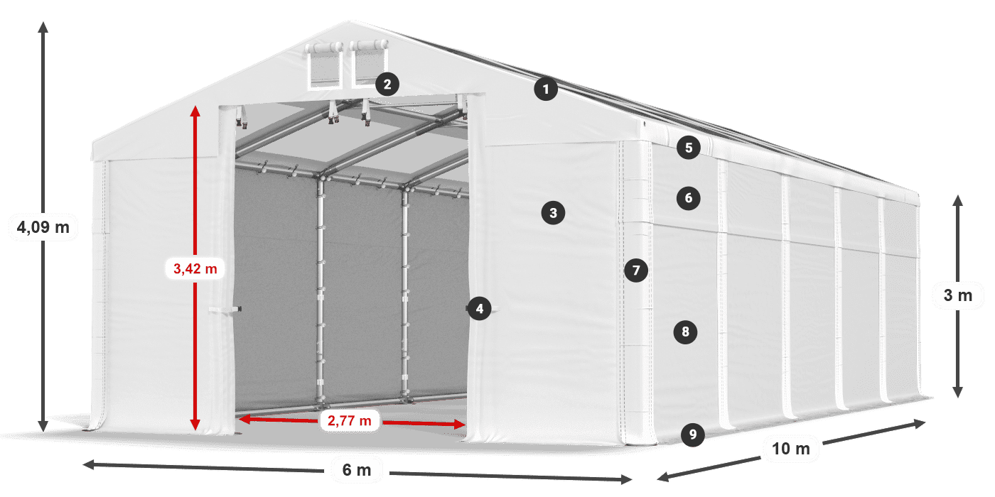 Roof: MS T 580 PVC Walls: SD 500 PVC 3m legend