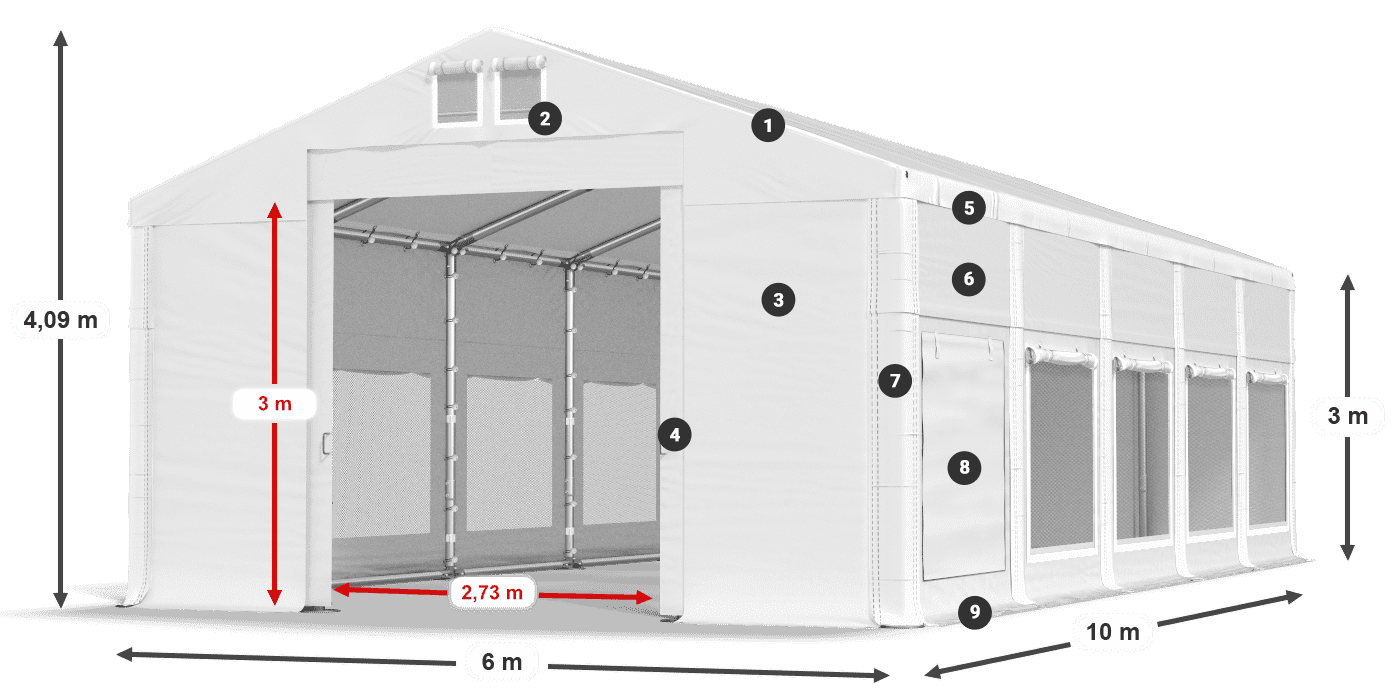 Roof: MS 580 PVC Walls: SD M 500 PVC 3m legend
