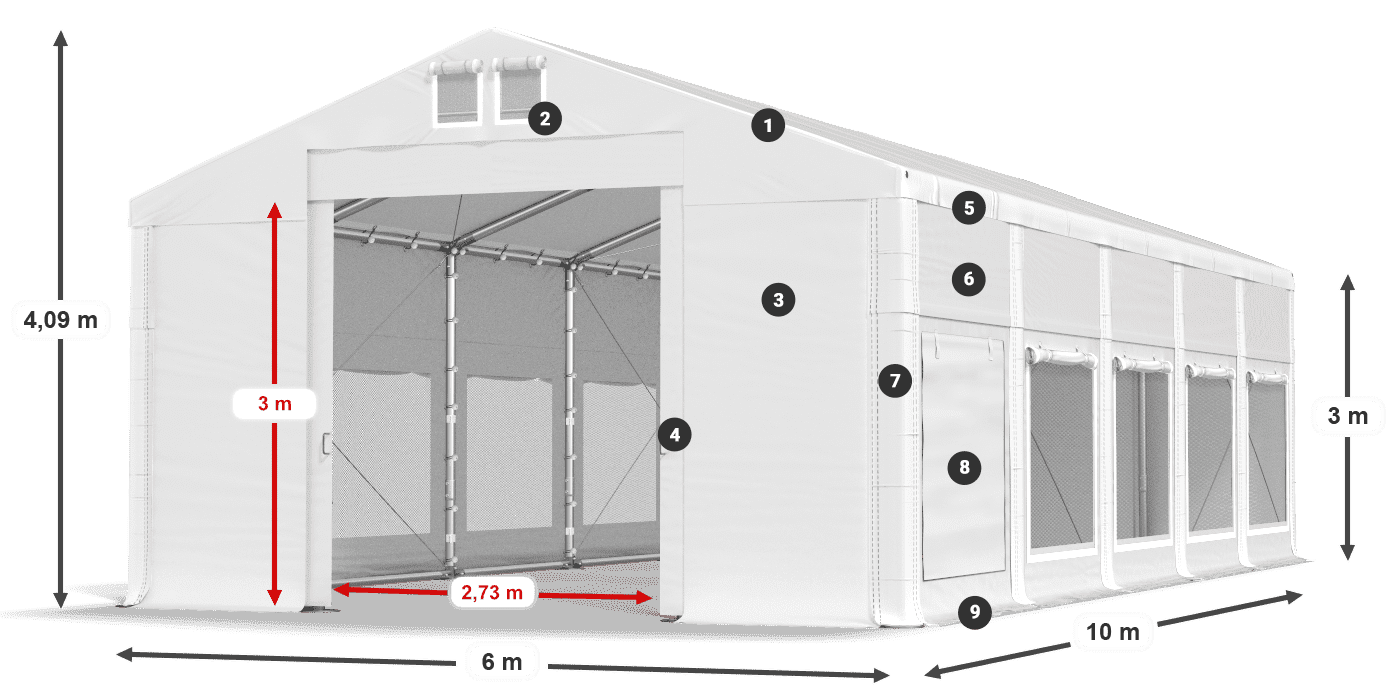 Roof: MS 580 PVC Walls: SD M 500 PVC 3m legend