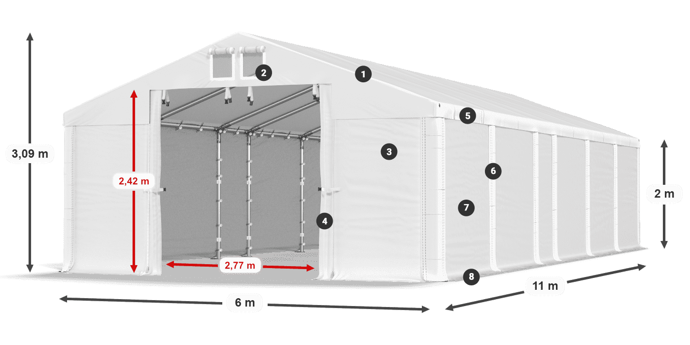 Roof: FR 620 PVC Walls: SD 580 PVC 2m legend