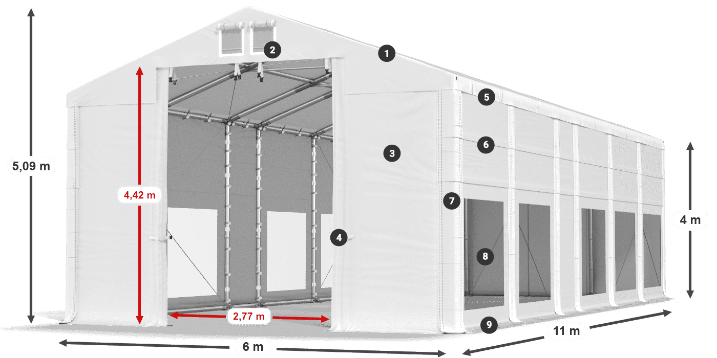 Roof: MS 580 PVC Walls: MS 580 PVC 4m legend