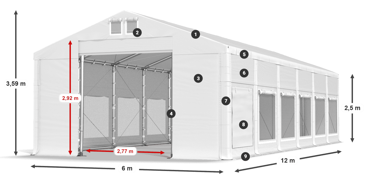Roof: FR 620 PVC Walls: SD 500 PVC 2.5m legend