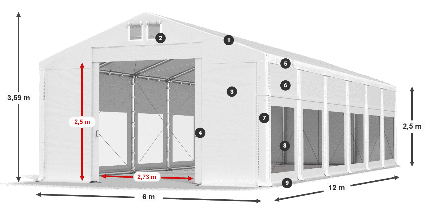 Roof: MS 580 PVC Walls: MS 580 PVC 2.5m legend