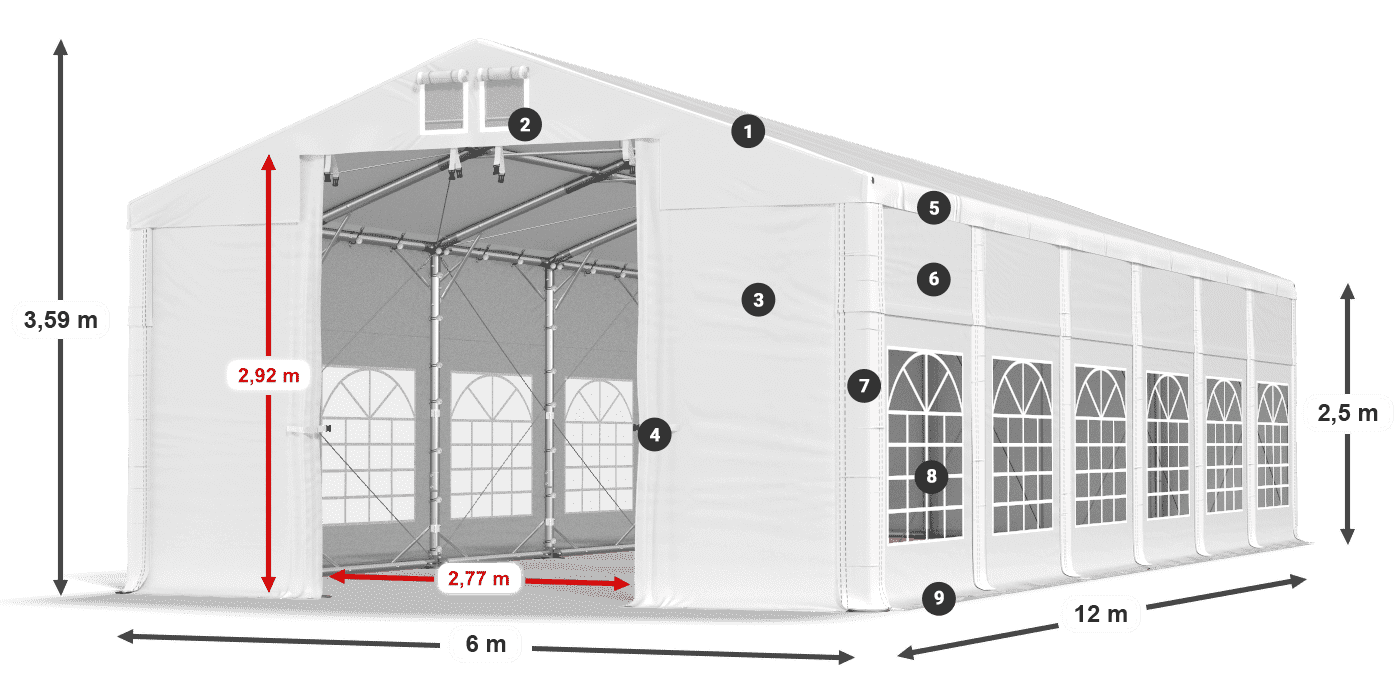 Roof: SD 560 PVC Walls: FR 620 PVC legend 2.5m