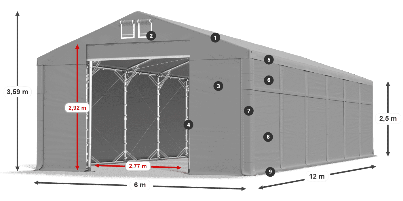 Roof: SD 560 PVC Walls: FR 620 PVC legend 2.5m