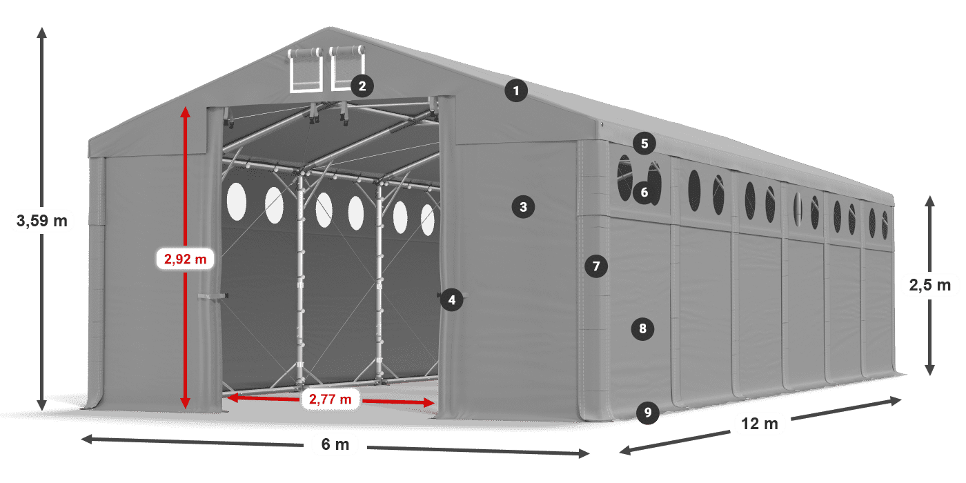 Roof: SD 560 PVC Walls: MS O 580 PVC legend 2.5m