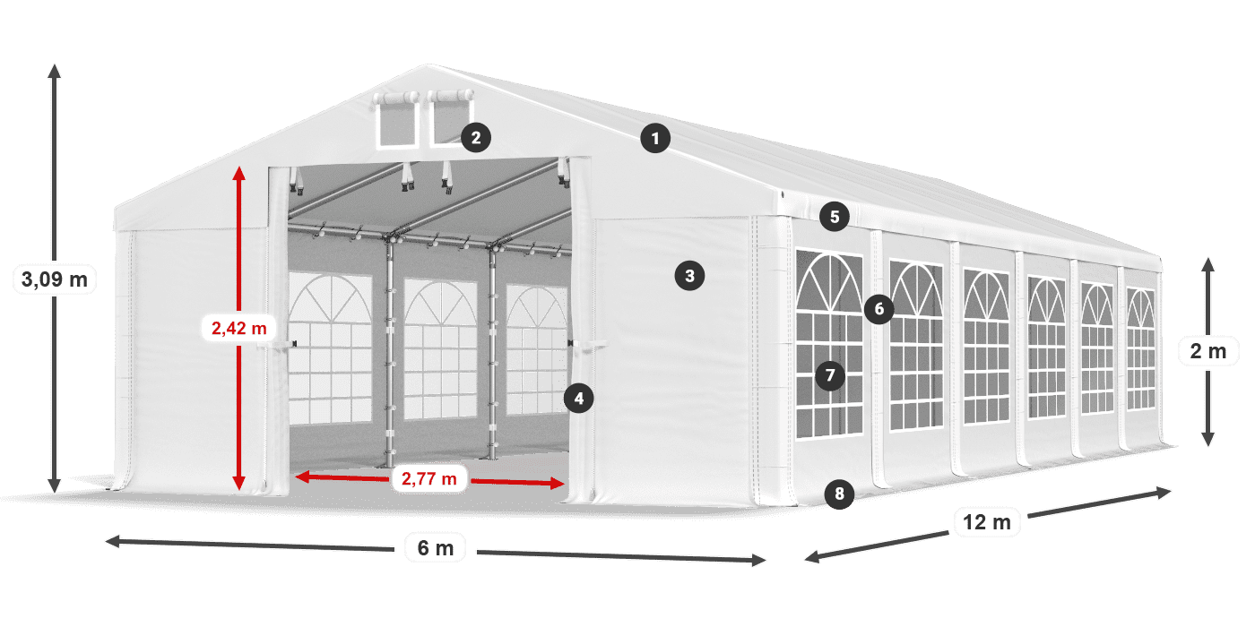 Roof: MS 580 PVC Walls: FR 620 PVC 2m legend