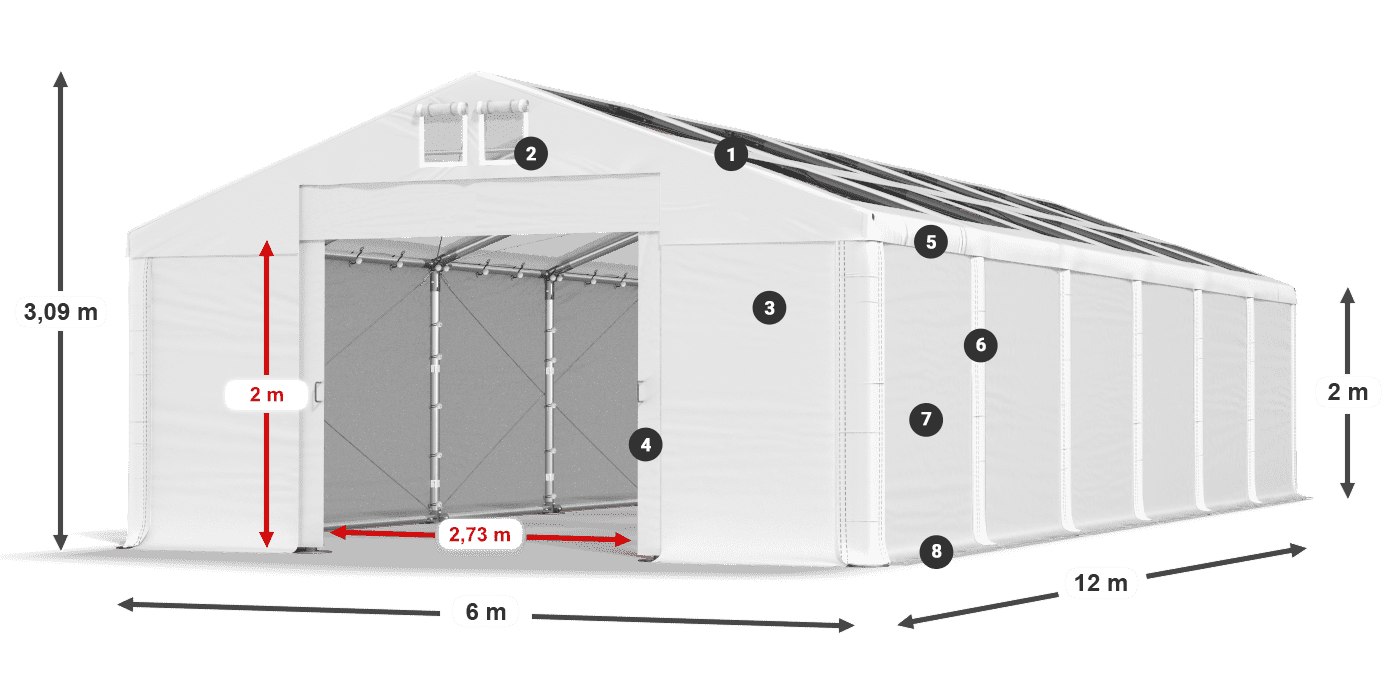 Roof: MS T 580 PVC Walls: FR 620 PVC 2m legend