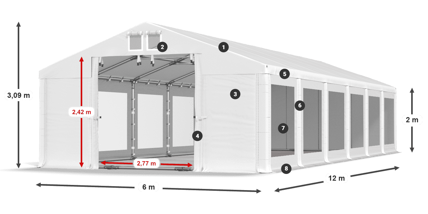 Roof: MS 580 PVC Walls: MS 580 PVC 2m legend