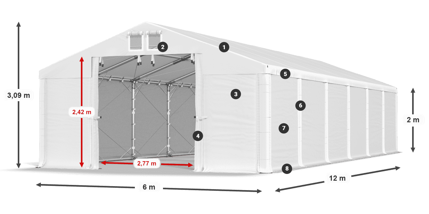 Roof: MS 580 PVC Walls: SD 500 PVC 2m legend