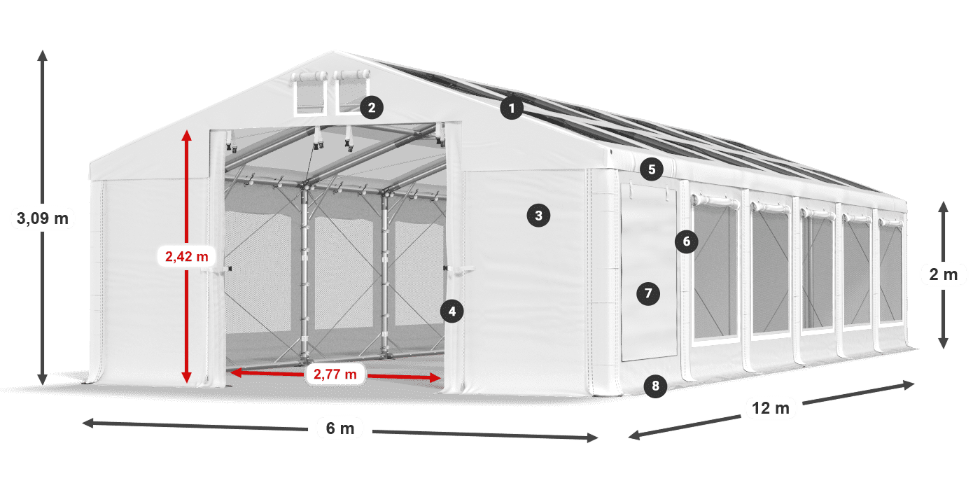 Roof: MS T 580 PVC Walls: SDM 500 PVC 2m legend