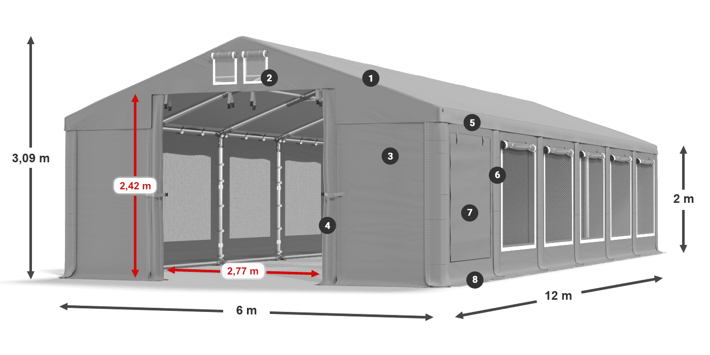 Roof: MS 580 PVC Walls: SD M 500 PVC 2m legend