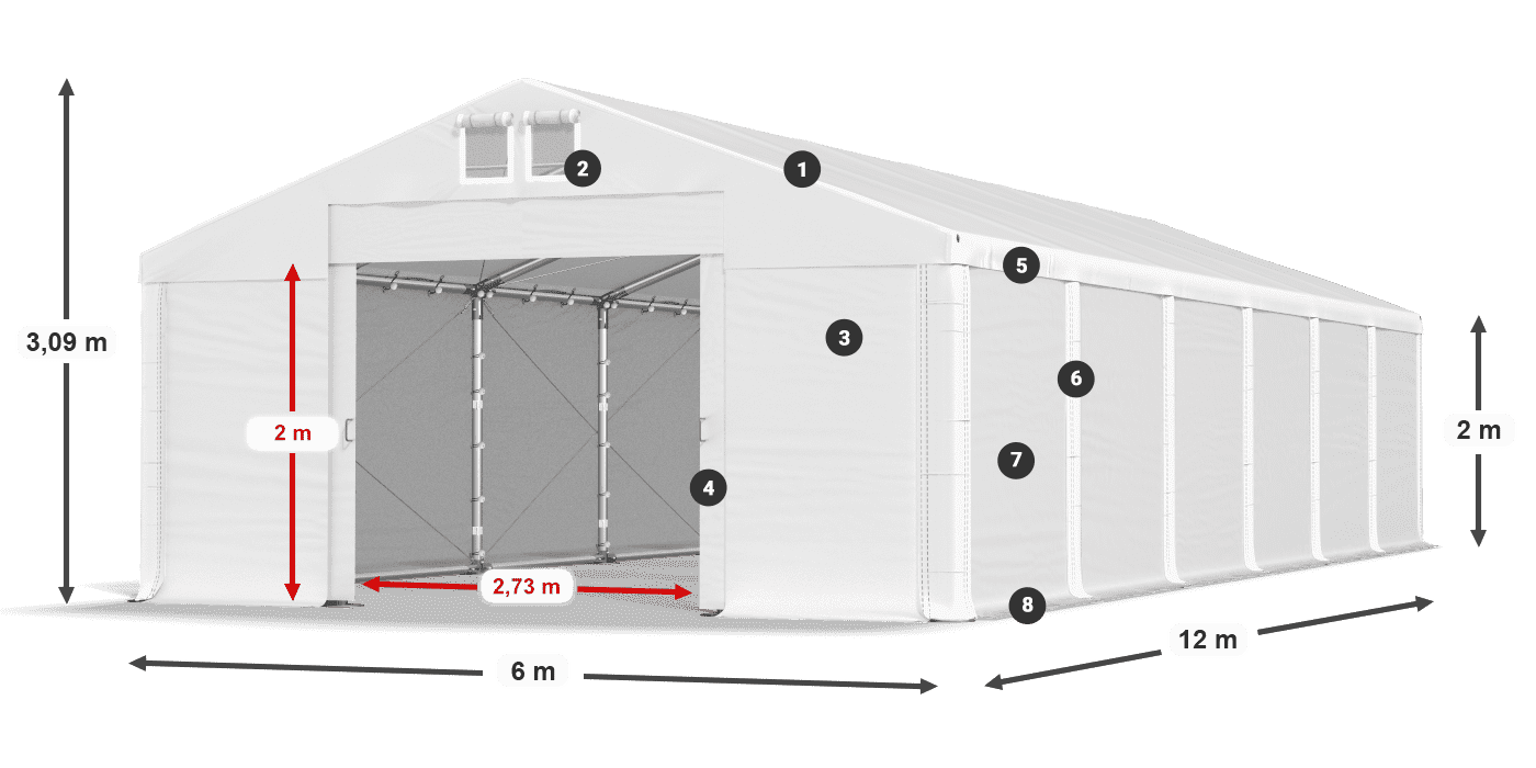 Roof: MS 580 PVC Walls: SD 500 PVC 2m legend