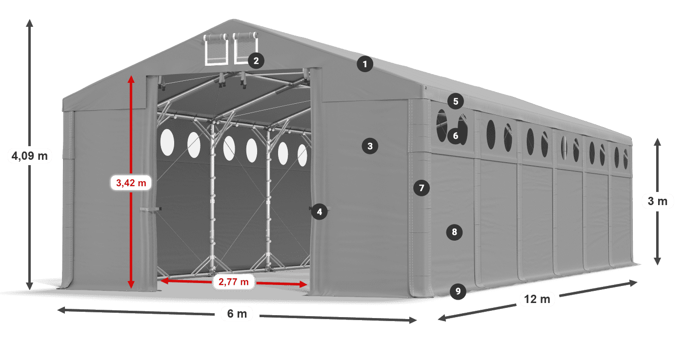 Roof: FR 620 PVC Walls: MS O 580 PVC 3m legend