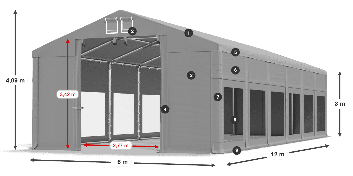 Roof: FR 620 PVC Walls: MS 580 PVC 3m legend