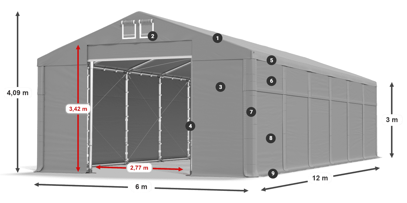 Roof: FR 620 PVC Walls: MS 580 PVC 3m legend