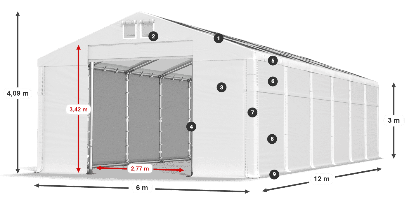 Roof: MS T 580 PVC Walls: FR 620 PVC 3m legend