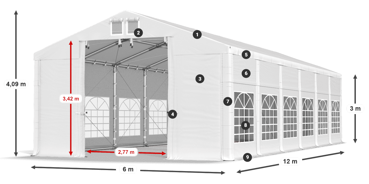 Roof: MS 580 PVC Walls: FR 620 PVC 3m legend