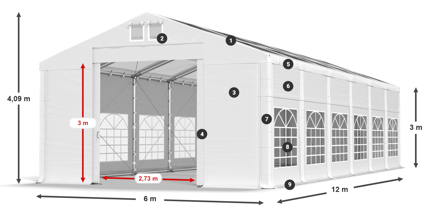 Roof: MS T 580 PVC Walls: FR 620 PVC 3m legend