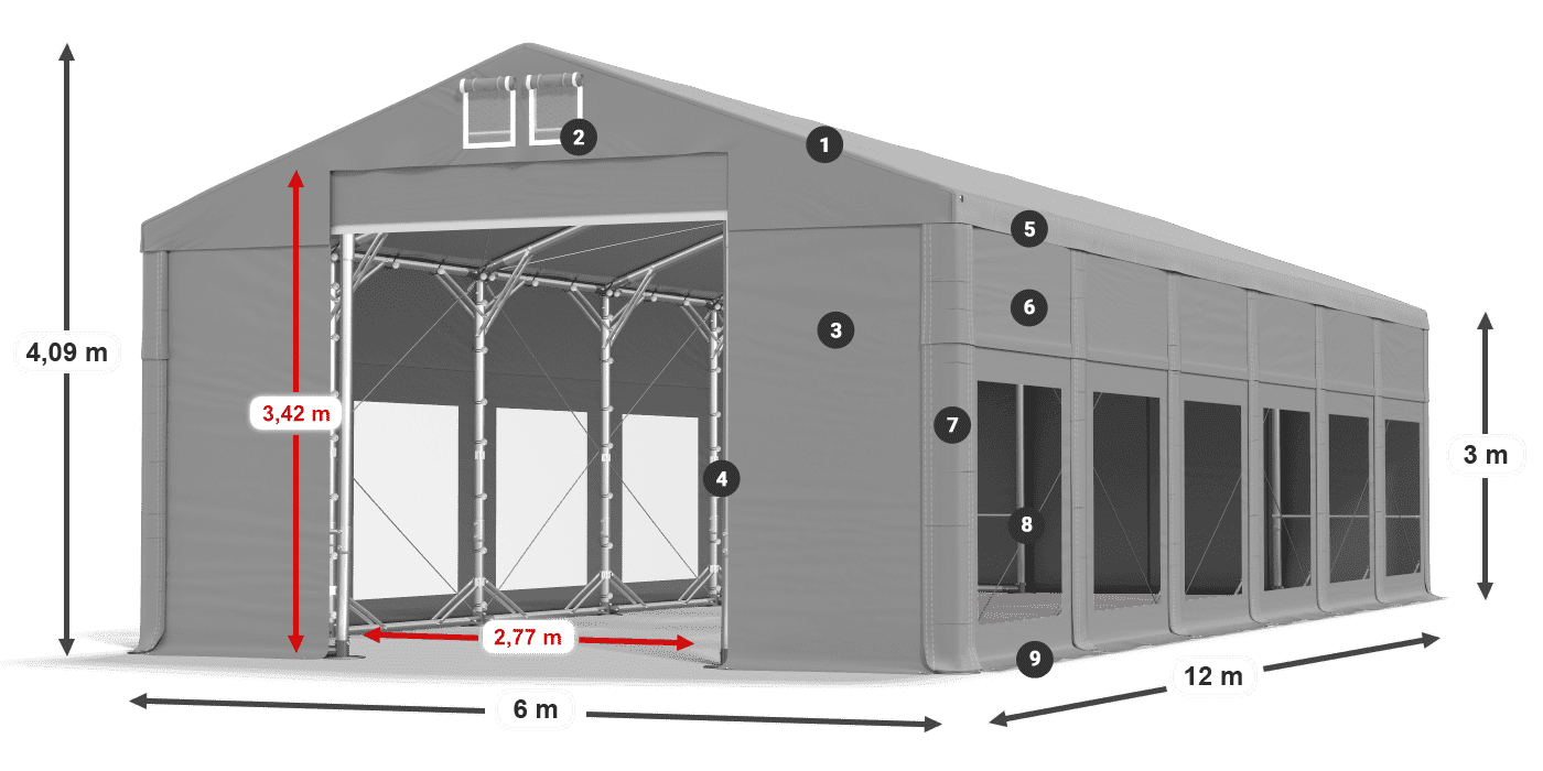 Roof: MS 580 PVC Walls: MS 580 PVC 3m legend