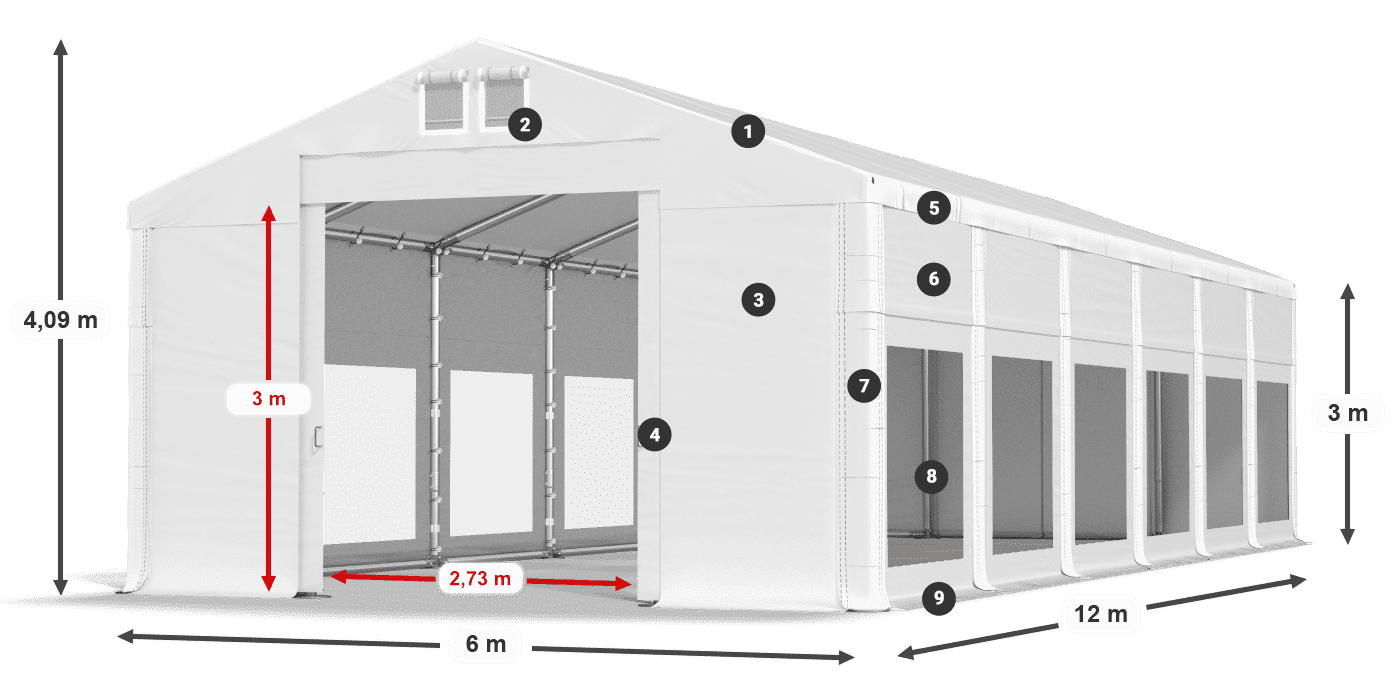 Roof: MS 580 PVC Walls: MS 580 PVC 3m legend