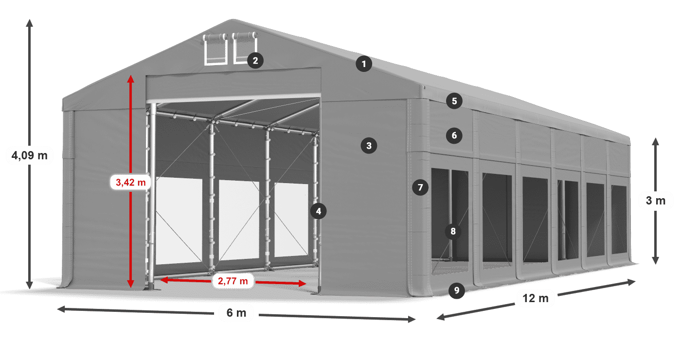 Roof: MS 580 PVC Walls: MS 580 PVC 3m legend