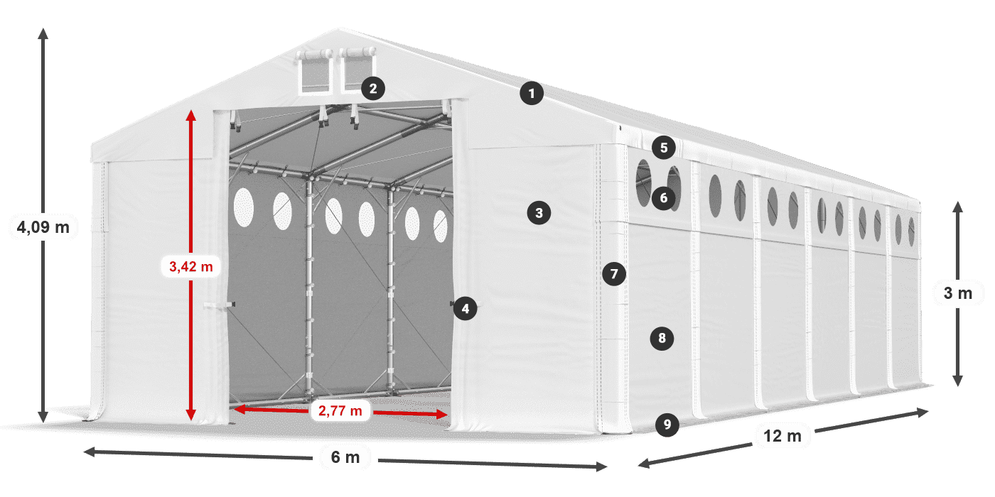 Roof: MS 580 PVC Walls: SD O 500 PVC 3m legend
