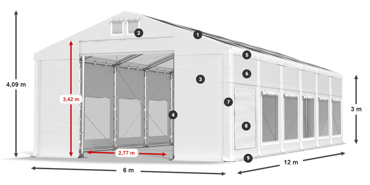 Roof: MS T 580 PVC Walls: SD M 500 PVC 3m legend