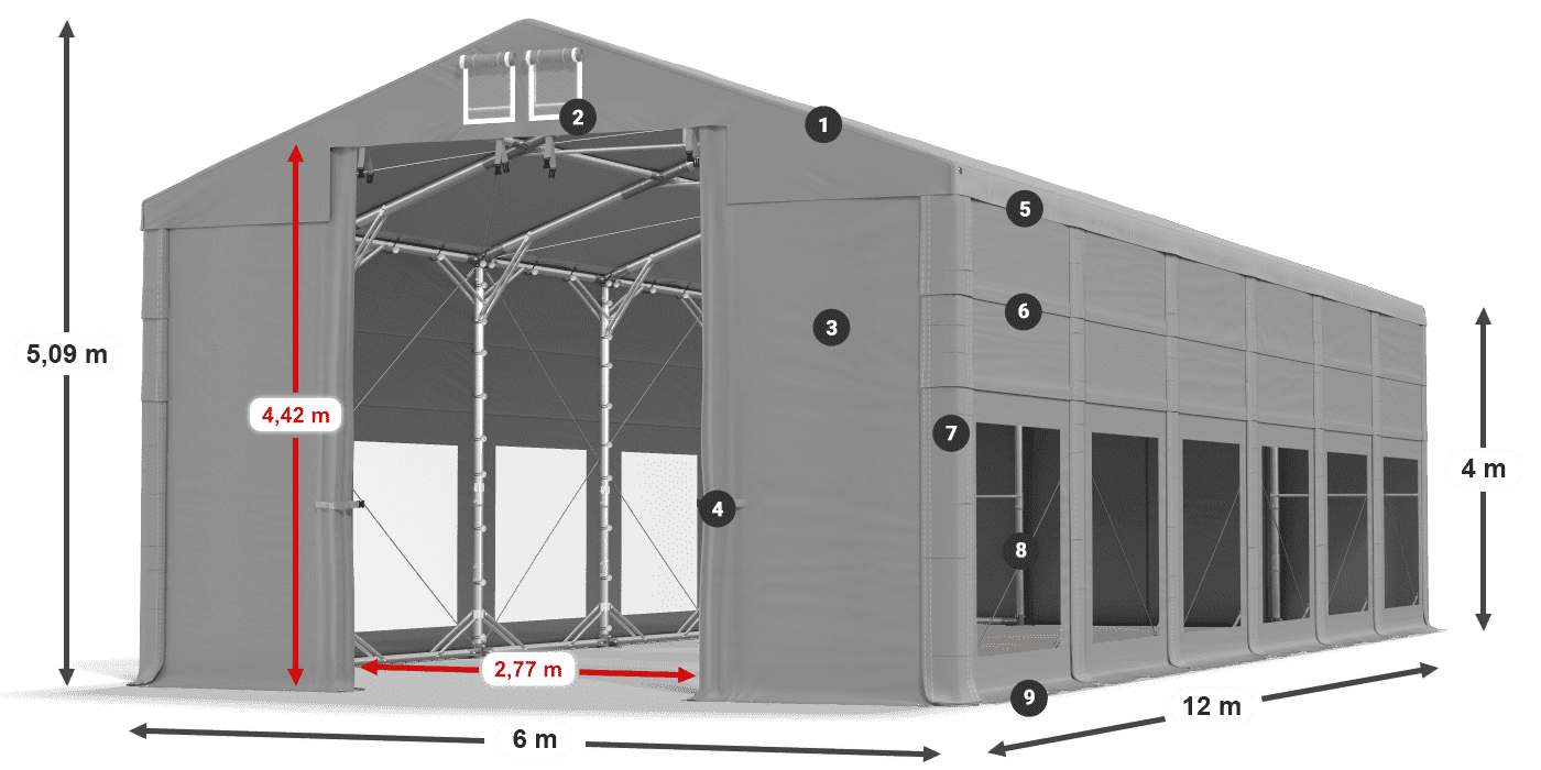 Roof: FR 620 PVC Walls: MS 580 PVC 4m legend
