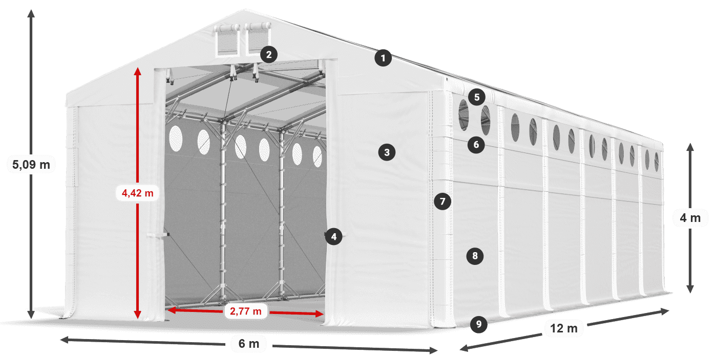 Roof: MS 580 PVC Walls: FR 620 PVC