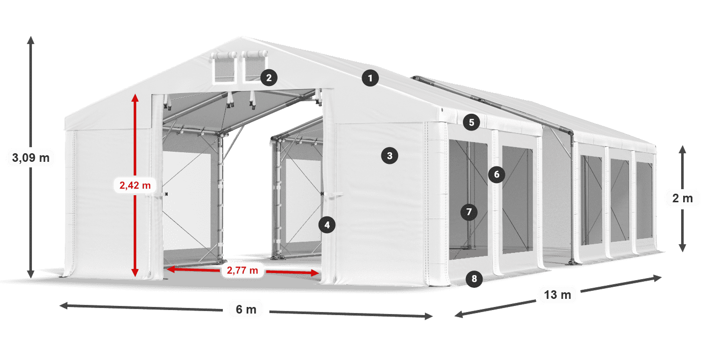 Roof: MS 580 PVC Walls: MS 580 PVC 2m legend