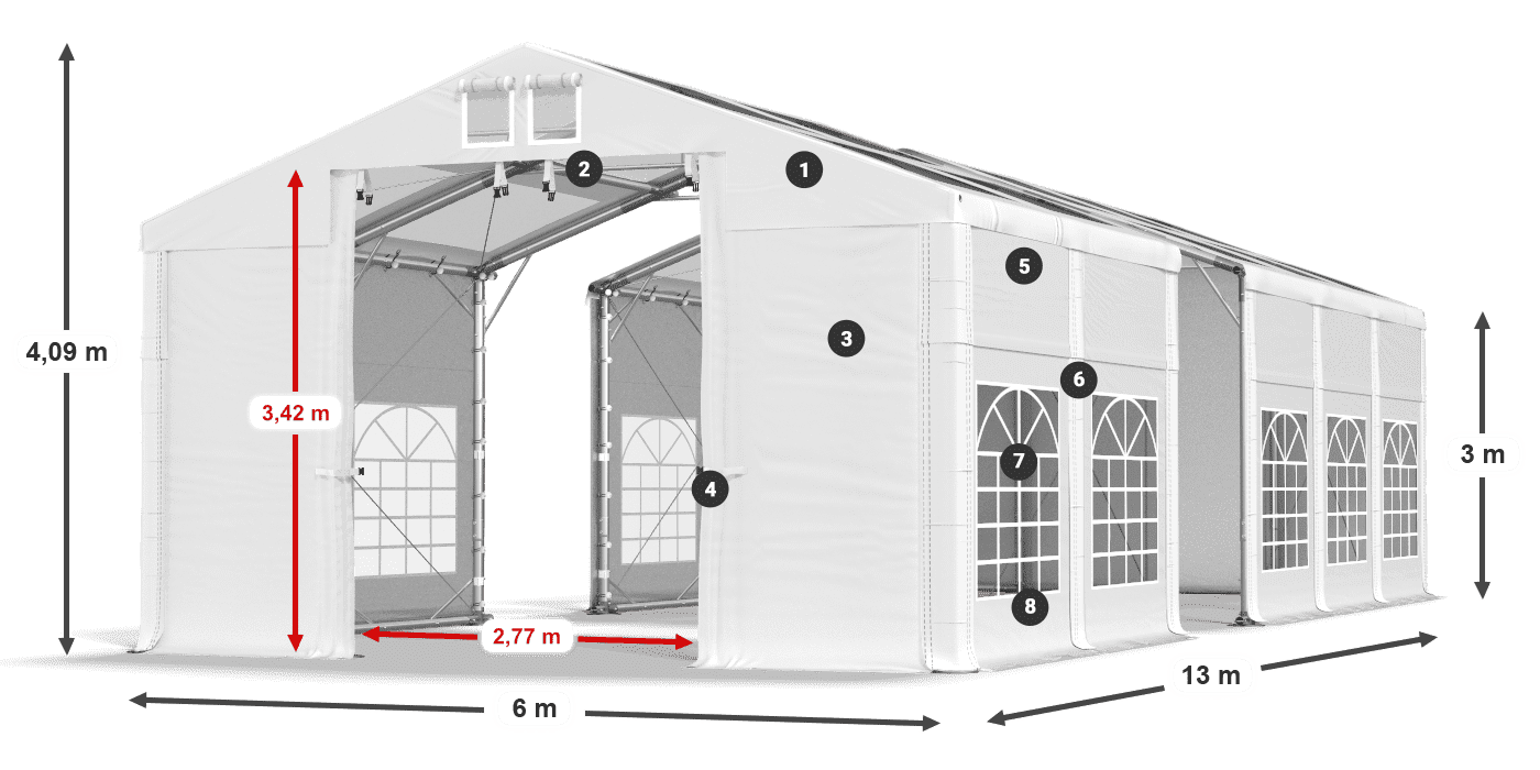 Roof: MS T 580 PVC Walls: FR 620 PVC 3m legend