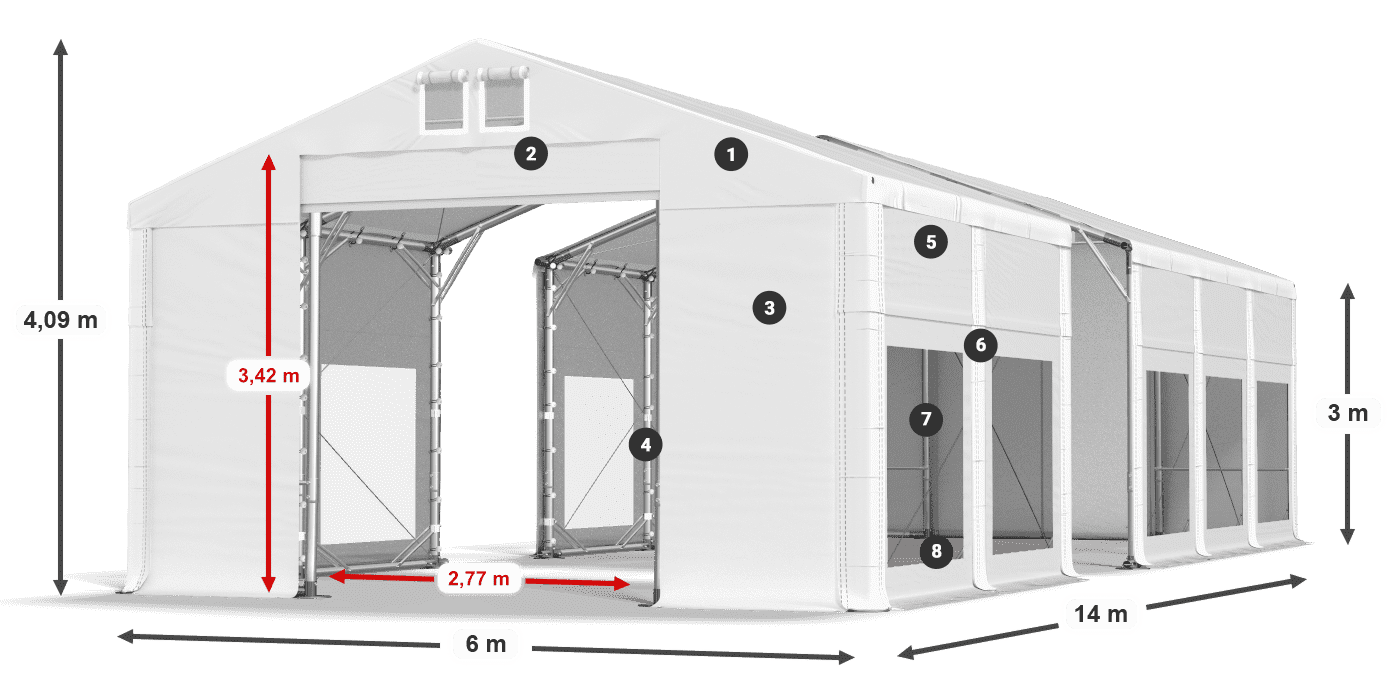 Roof: MS 580 PVC Walls: MS 580 PVC 3m legend