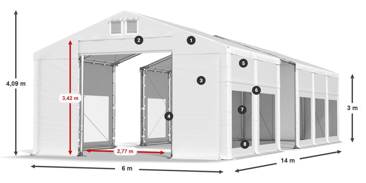 Roof: MS 580 PVC Walls: MS 580 PVC 3m legend