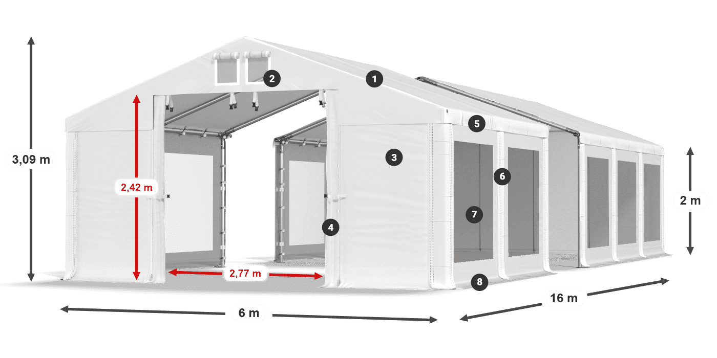Roof: MS 580 PVC Walls: MS 580 PVC 2m legend