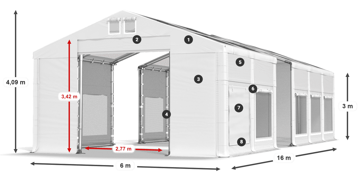 Roof: MS T 580 PVC Walls: SD M 500 PVC 3m legend
